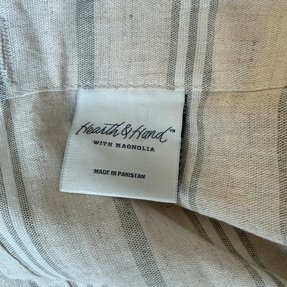 Hearth & Hand with Magnolia Cream/sage green Vertical Stripe Shower Curtain